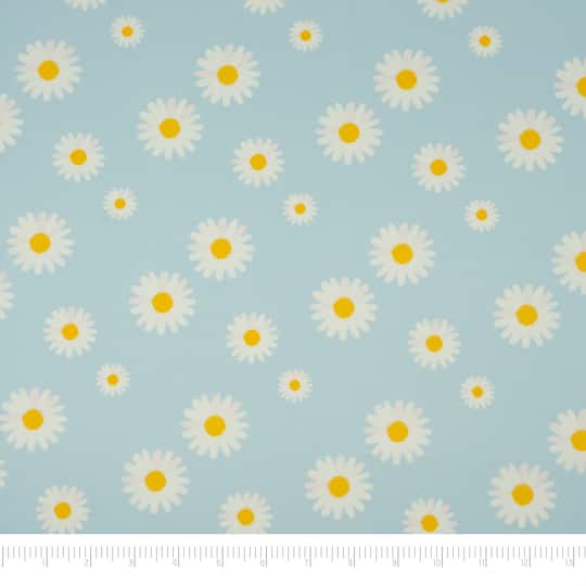 SINGER Daisy Floral Print on Blue Cotton Fabric